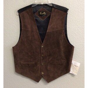 Scully Vest Mens XL Brown Suede Genuine Leather Western Cowboy NWT